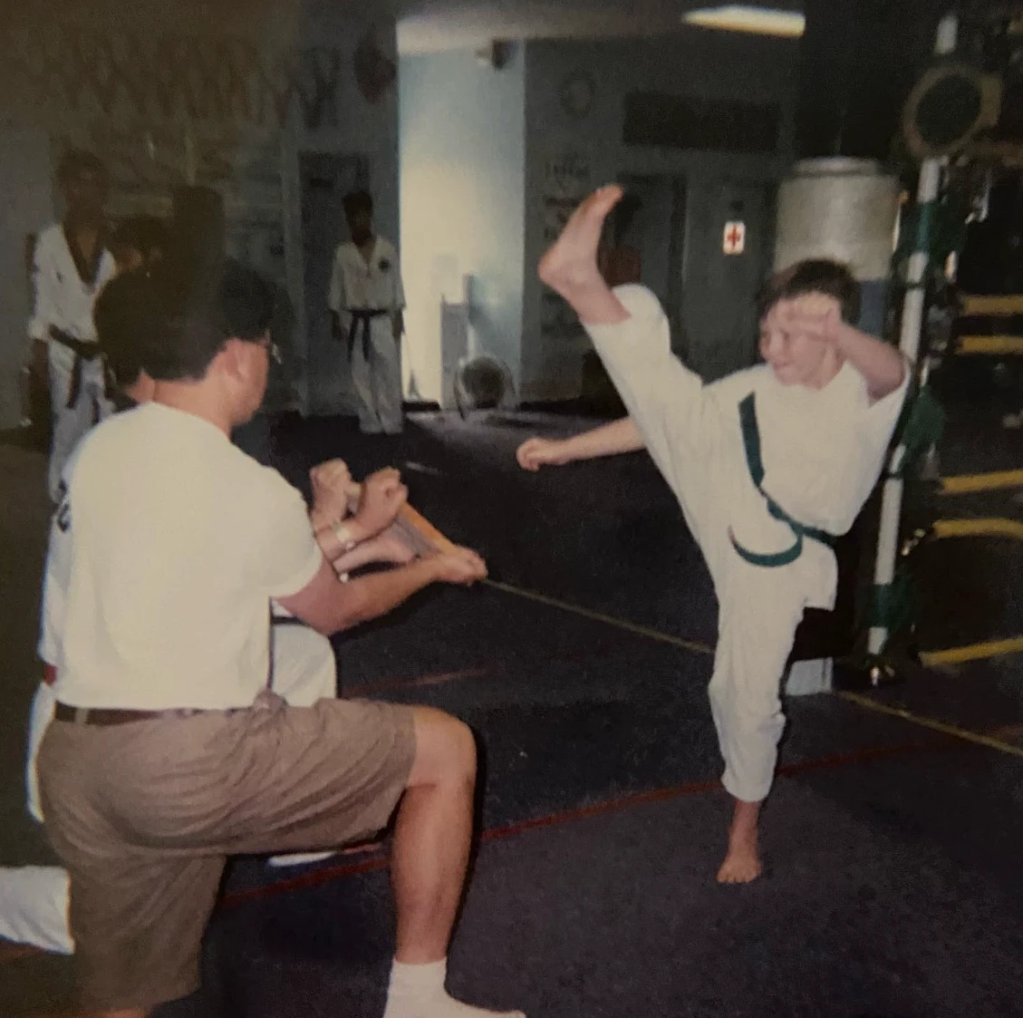 Patrick practicing Taekwondo as a child